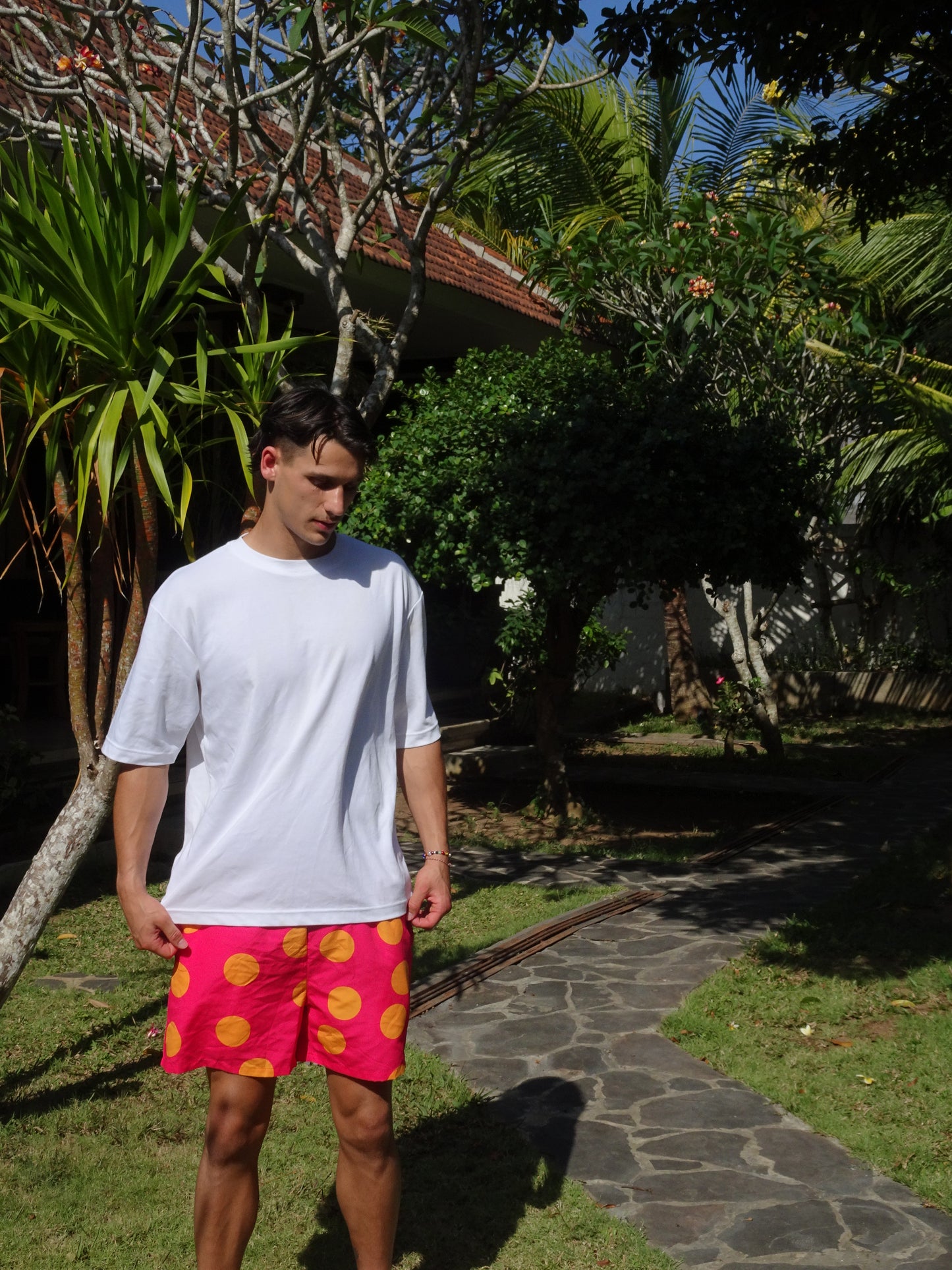 PINK POLKADOTS SWIM SHORTS