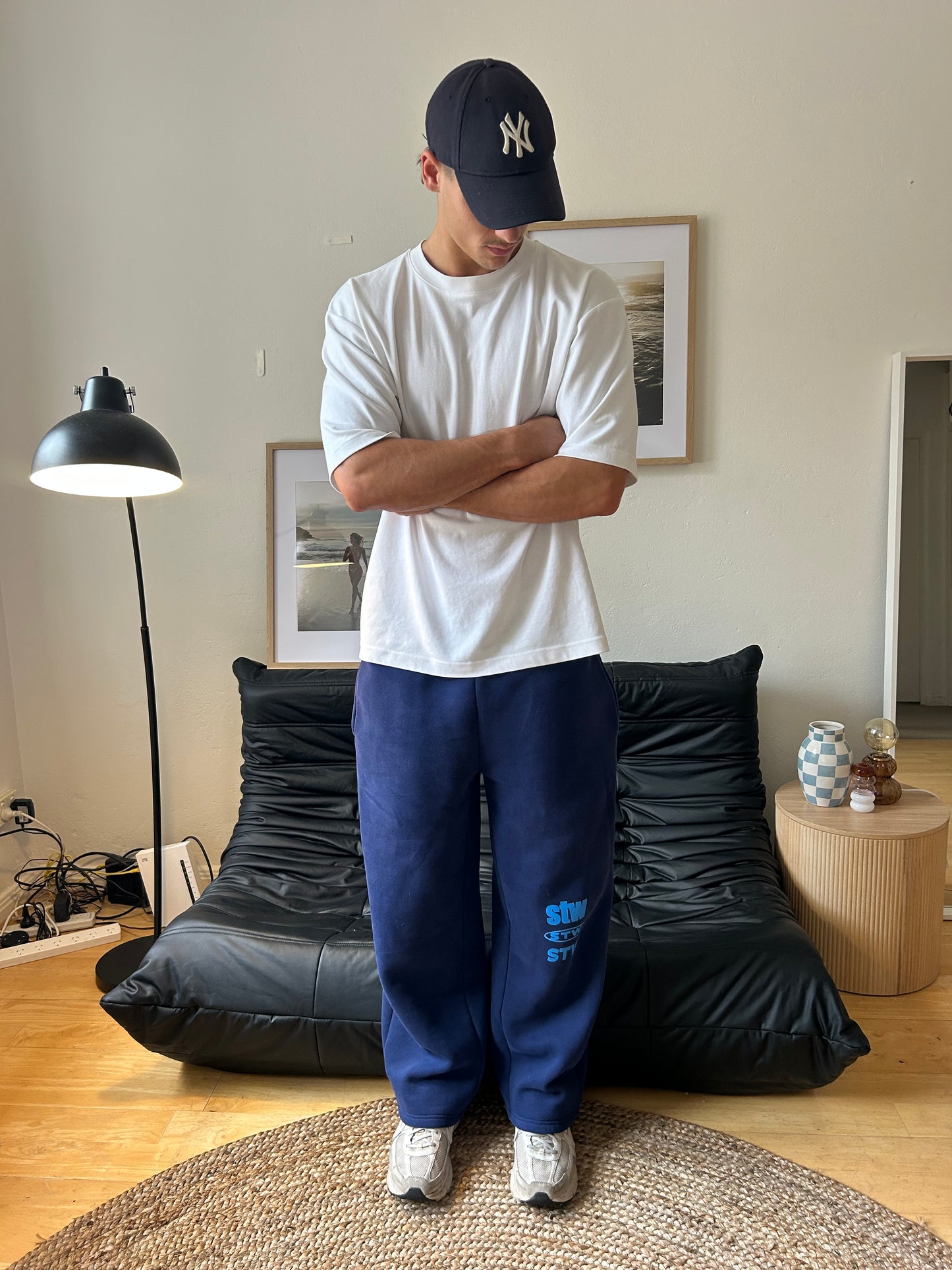 Blue on Blue Baggy Trackies
