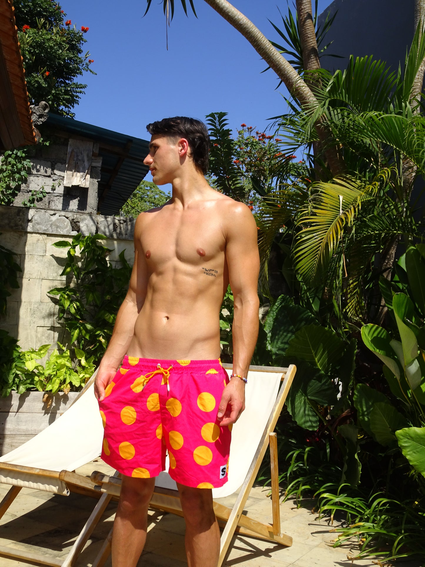 PINK POLKADOTS SWIM SHORTS