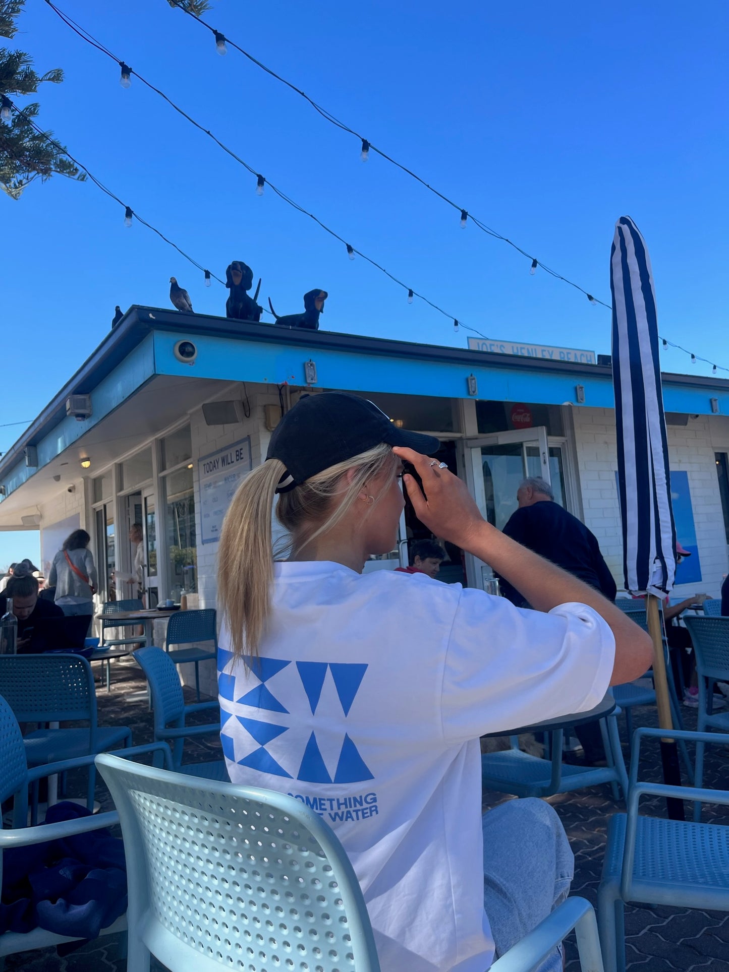 THE 'CHECKER TEE' (OCEAN BLUE)