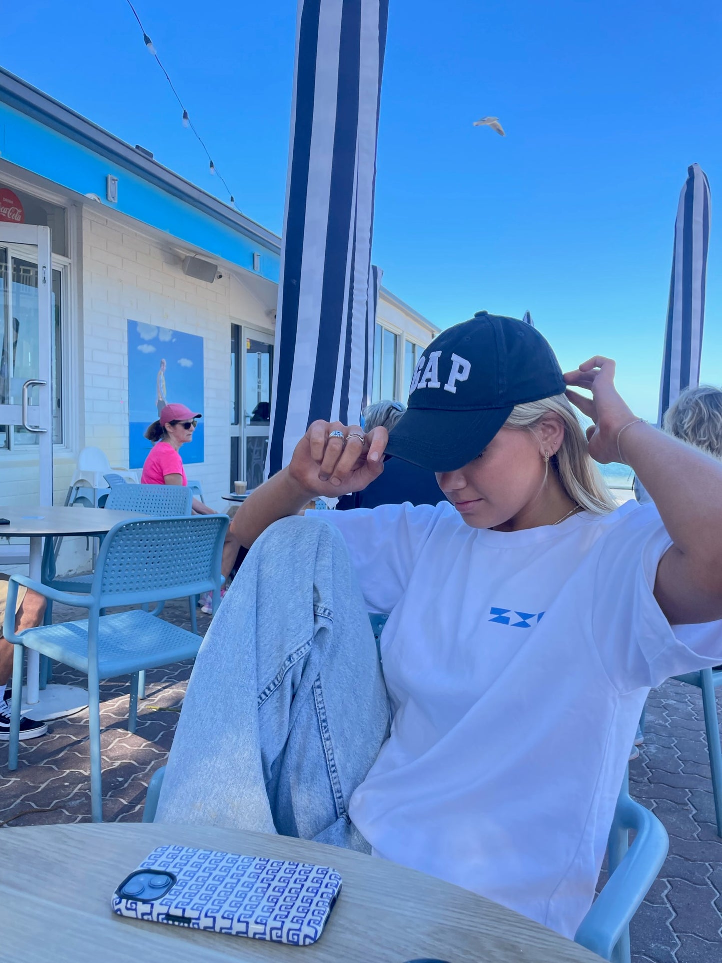 THE 'CHECKER TEE' (OCEAN BLUE)