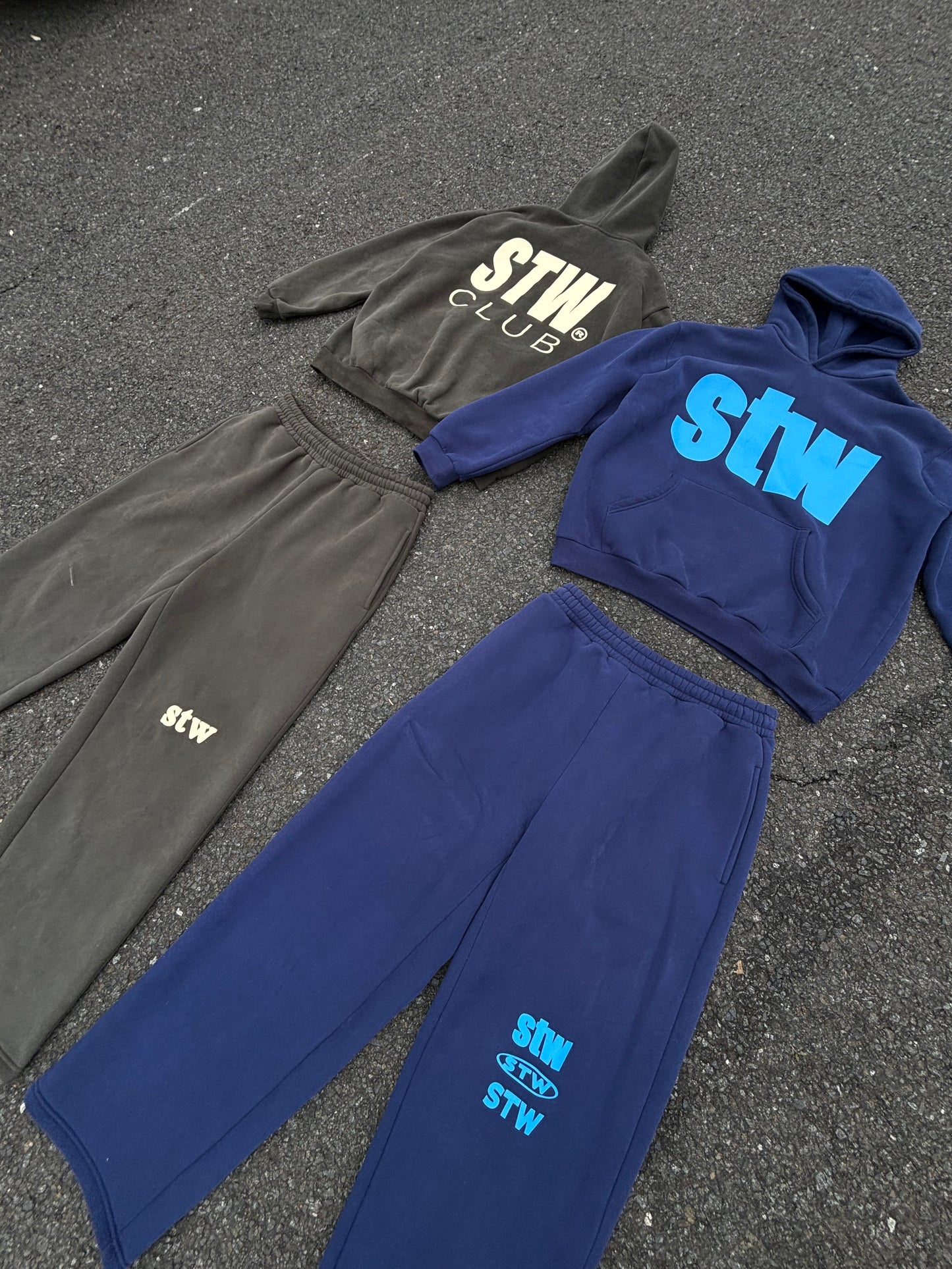 Blue on Blue Baggy Trackies