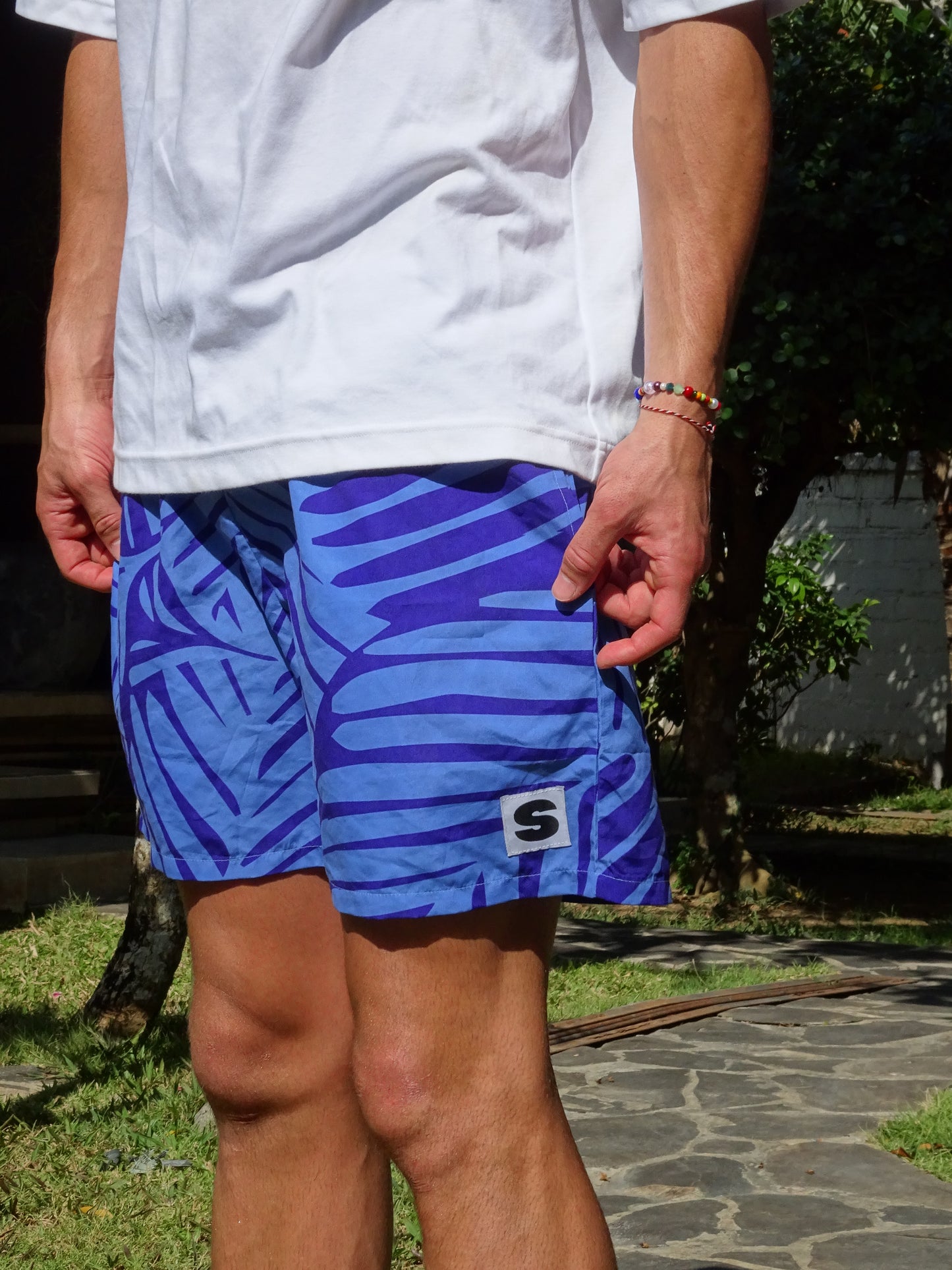 Blue Palm Tree Swim Shorts