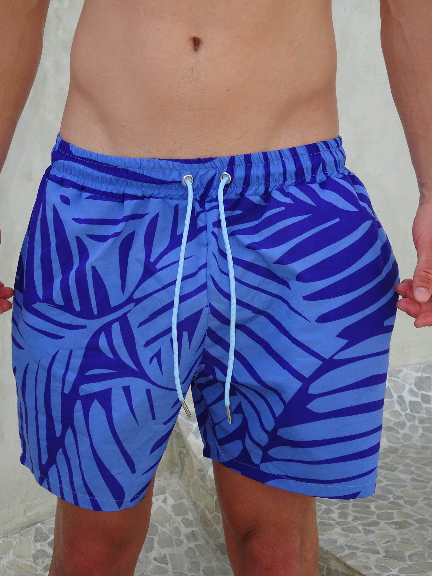 Blue Palm Tree Swim Shorts